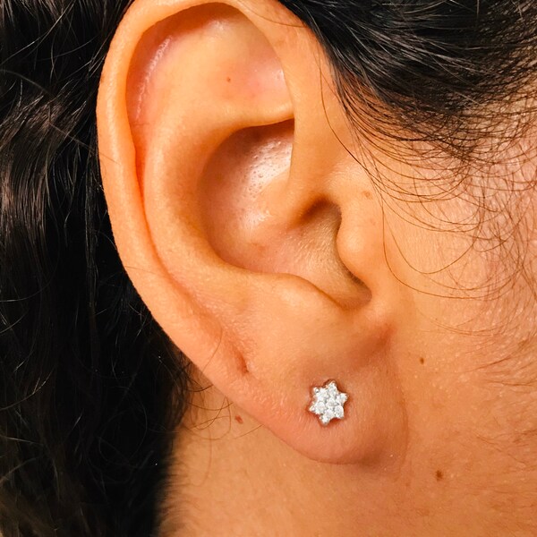 925 Sterling Silver Star Cz Stud Earrings, 4mm Star Earrings, Dainty Star Stud Earrings, 925 Silver, Small Silver Stud.- ESE37