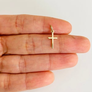 Dainty, 10K Solid Gold 18mm x 8mm Small Cross Charm, Real Gold Cross Pendant, Minimalist, Tiny Gold Pendant, Dainty Solid Gold Cross- K2280