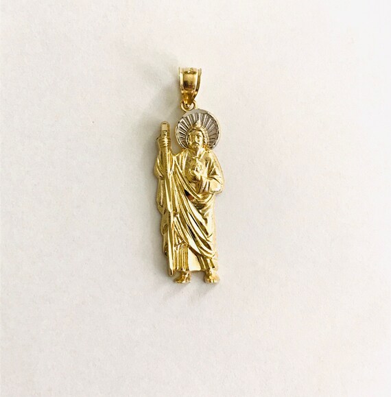 14K Gold Saint Jude Pendant 35mm Gold 
