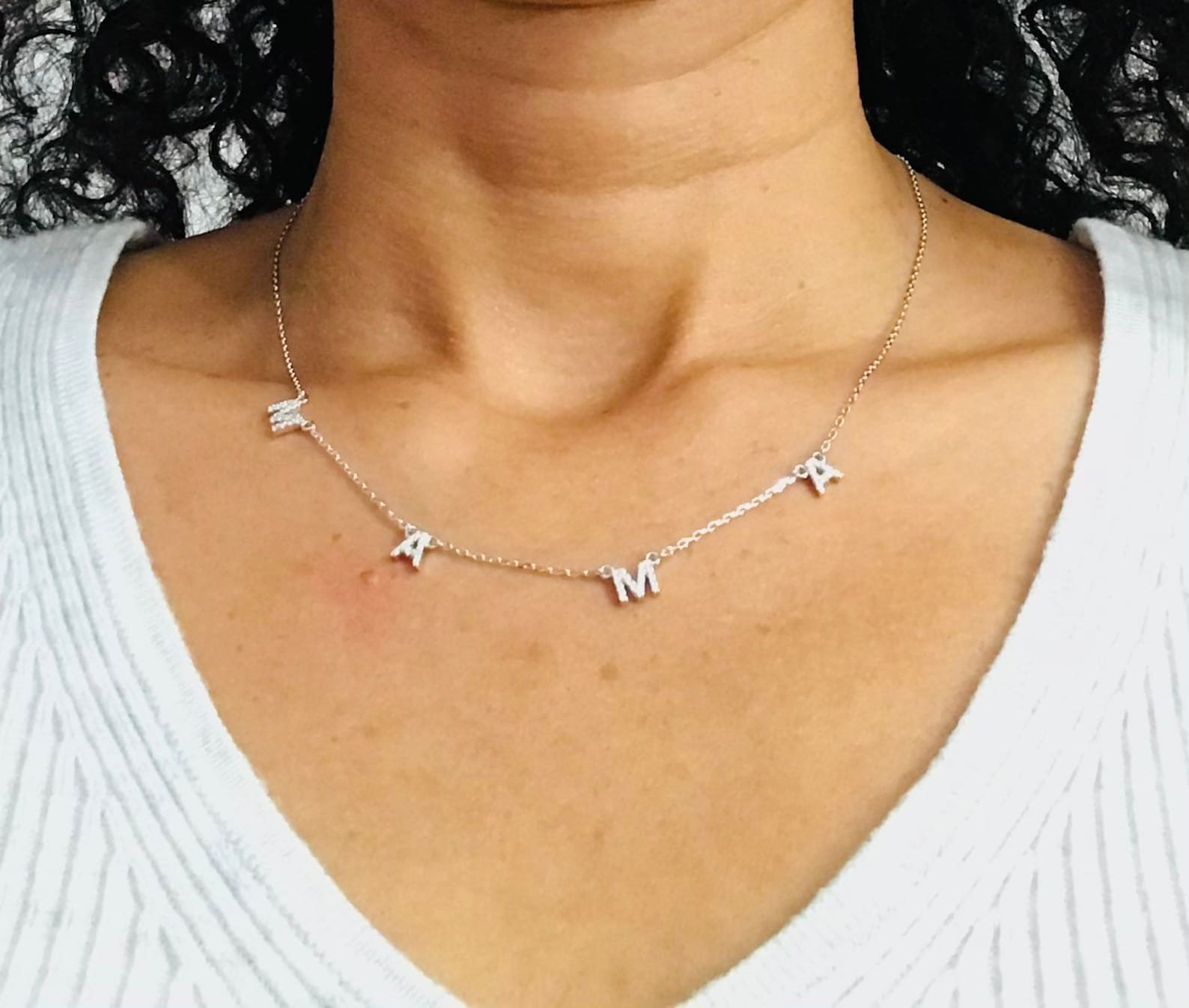 925 Sterling Silver Cz Mama Necklace Mother Silver Necklace Etsy.de