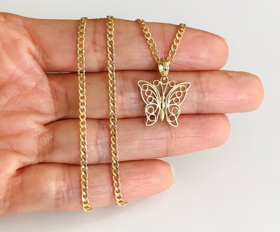 10k Solid Gold 20mm 0.78in Butterfly Pendant 10k Gold Butterfly