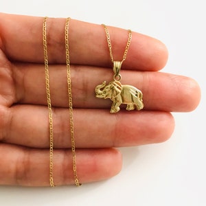 14K Solid Gold 18mm Elephant Pendant, 20" Necklace, 14k Gold Elephant Pendant, Dainty Charm Necklace, Gold Elephant, 14K Solid Gold- PT1627