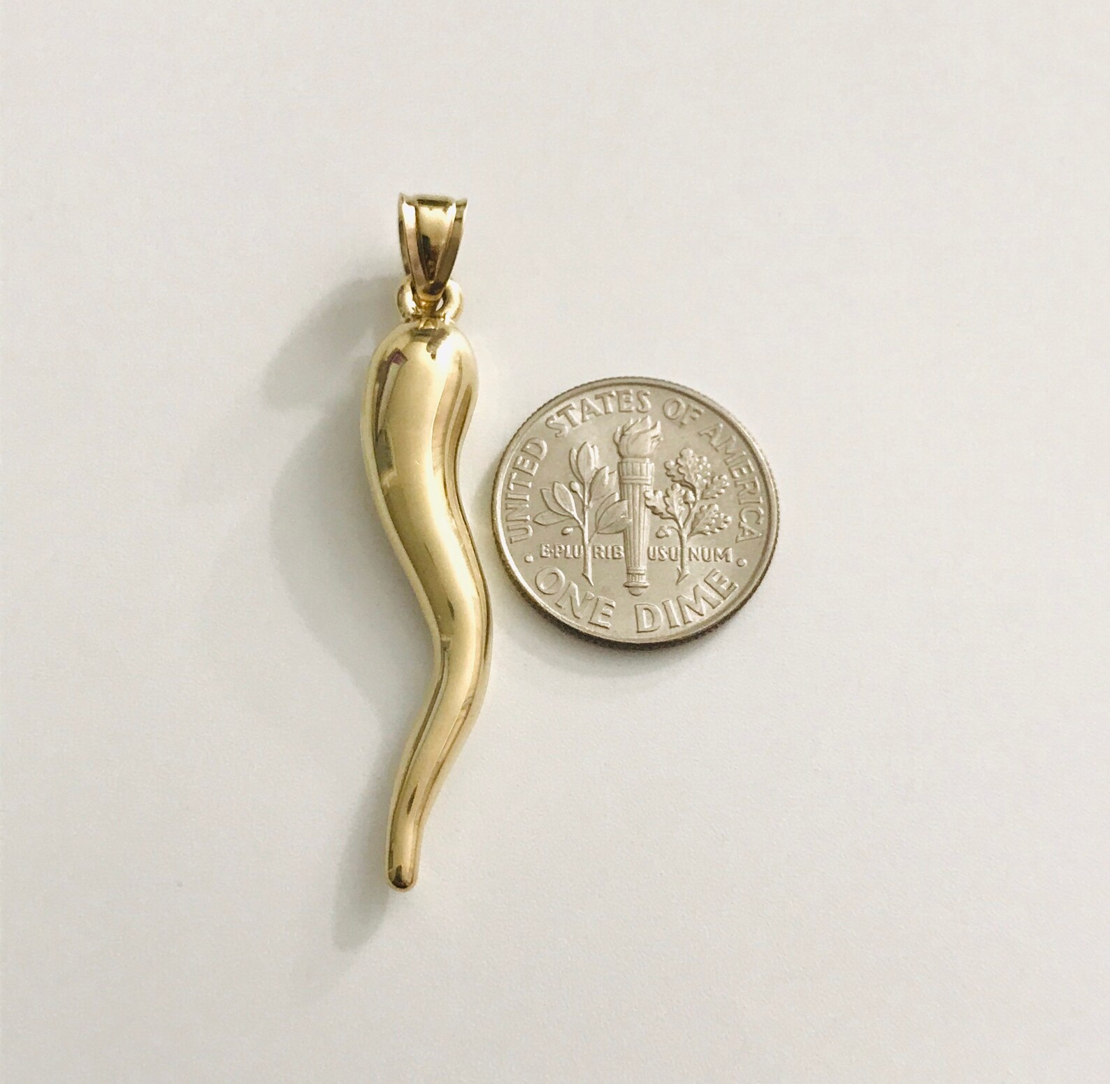 10K Gold Italian Horn Gold Pendant Italian Horn Charm Etsy