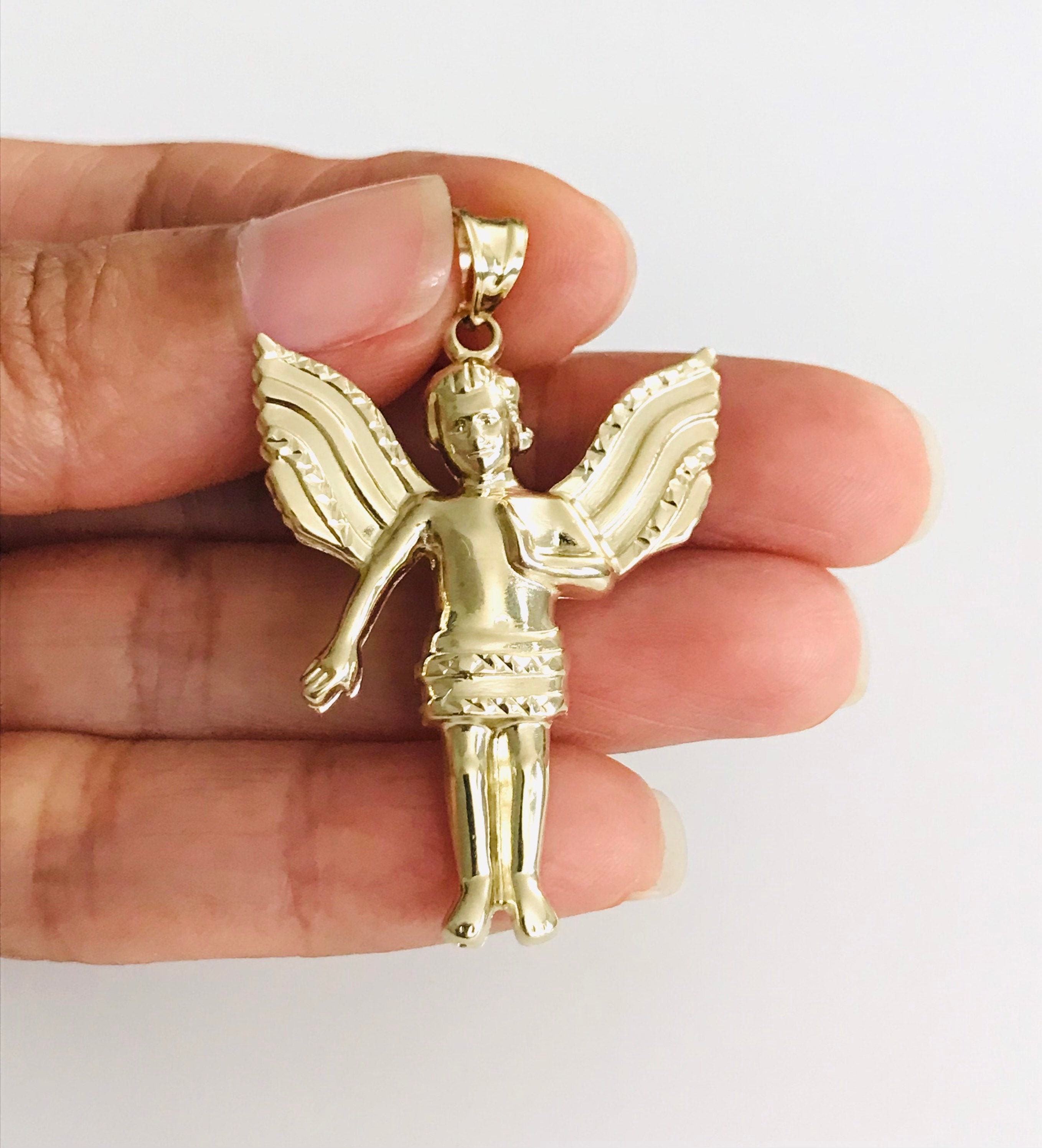 10K Real Gold Angel Pendant 42mm / 1.65 