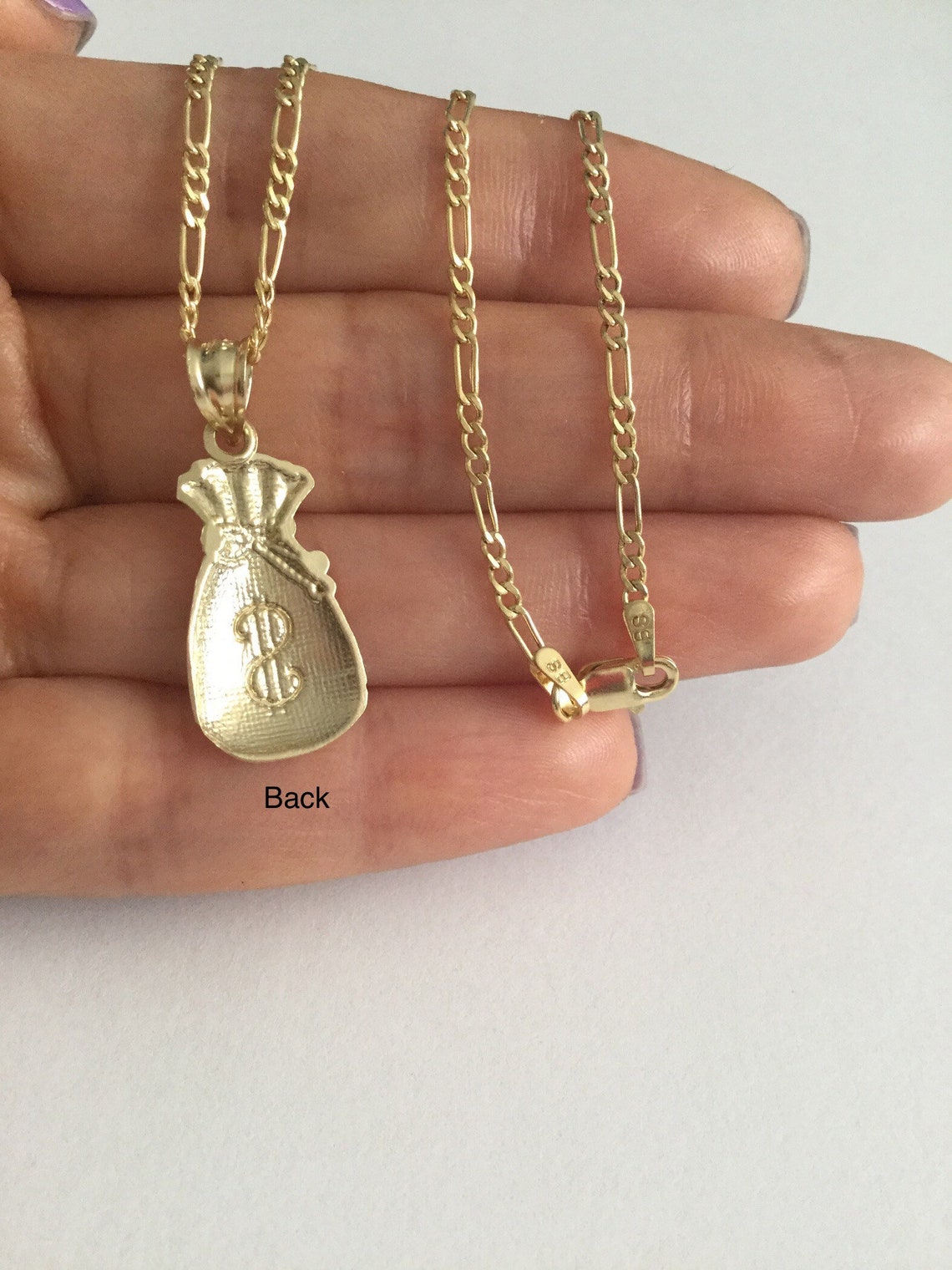 10K Yellow Gold Money Bag Necklace Money Bag Necklace Gold Etsy