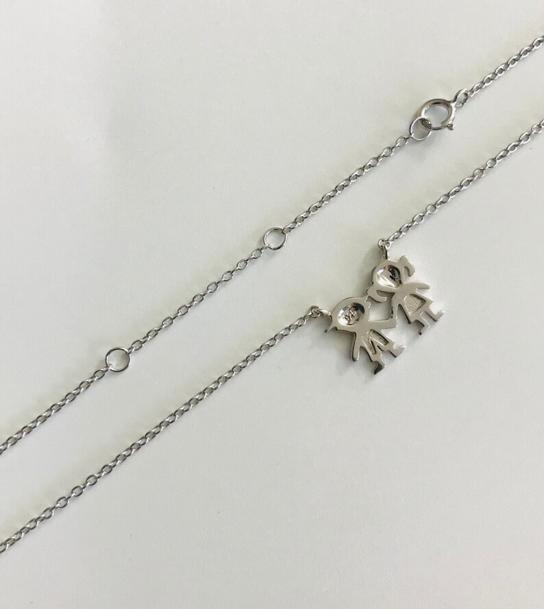 925 Sterling Silver Little Boy and Girl Necklace 14K Gold Etsy