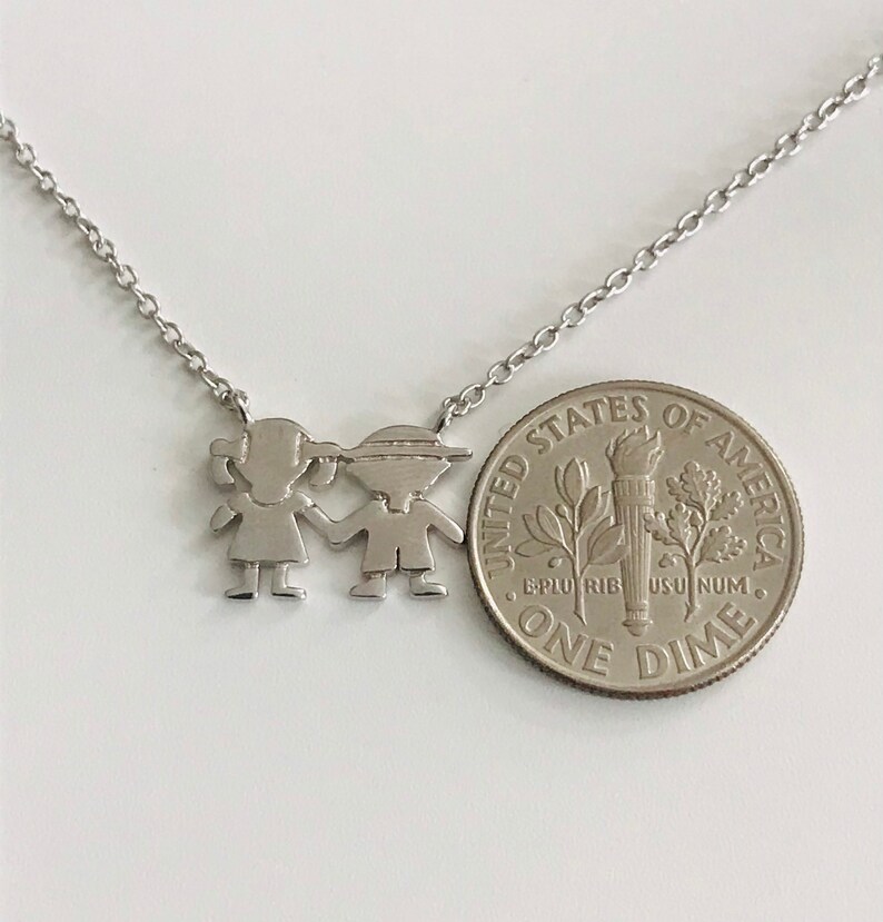 925 Sterling Silver Little Boy and Girl Necklace 14K Gold Etsy