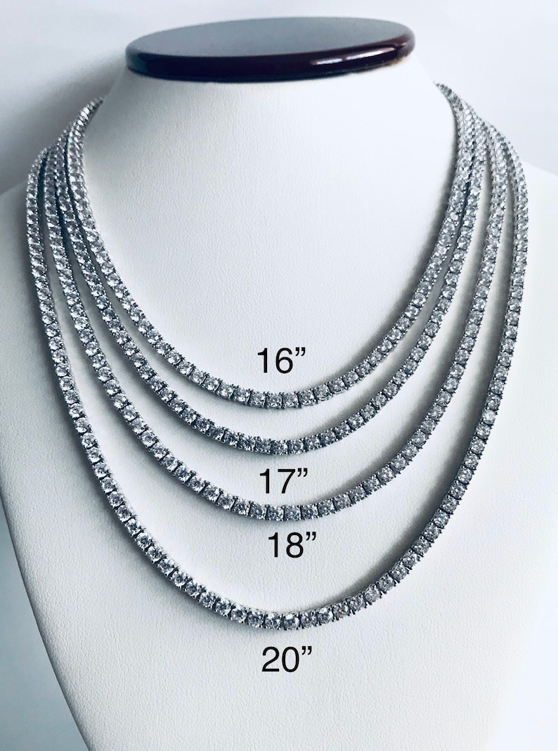 925 Sterling Silver 3mm Cubic Zirconia Tennis Necklace High Etsy