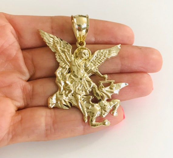 10K Solid Gold 52mm 2.04 Saint Michael Archangel 10K Solid Gold