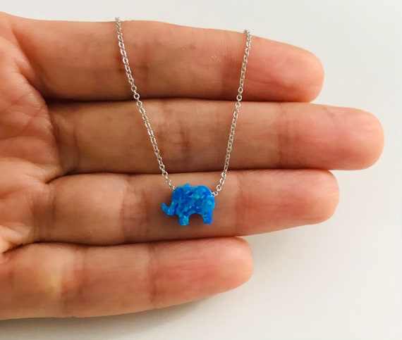 Blue opal shop elephant necklace