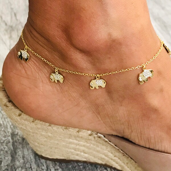 Elephant Anklet Etsy
