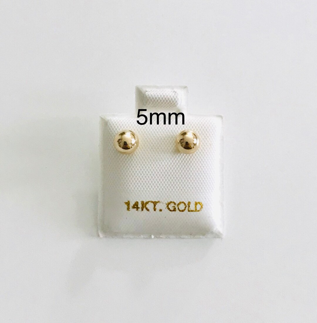 14K Gold 5mm Ball Post 14K Real Gold Ball Post Earrings 14k Etsy