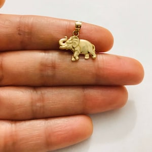 14K Solid Gold Elephant Pendant, 17mm/ 0.67 in Elephant Pendant,Lucky Charm,Elephant, Dainty,Minimalist,Small Gold Elephant Pendant- PT1627