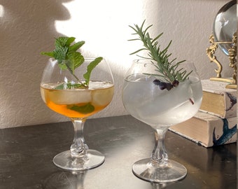 Handblown Vintage Crystal Glasses -  Perfect for Cocktails, Beer or Wine