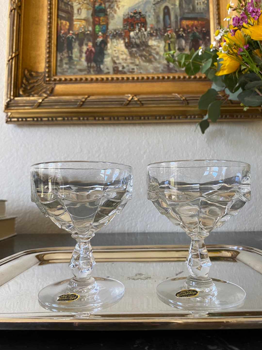 1940s Vintage Coupe Glasses by Cambridge Set of 2 Etsy