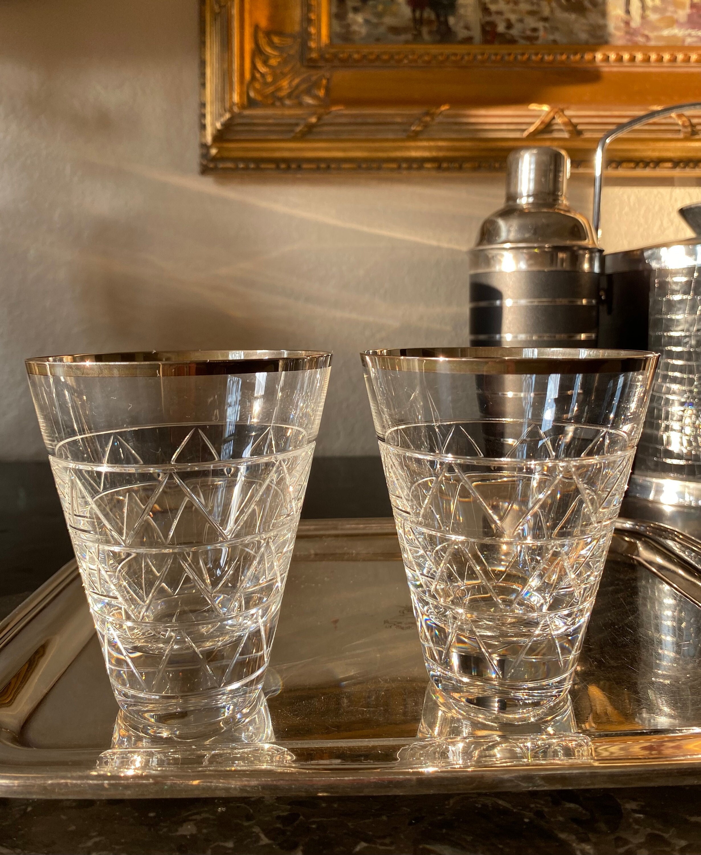 Vintage Crystal Double Old Fashioned Cocktail Glasses by Hoya of Japan