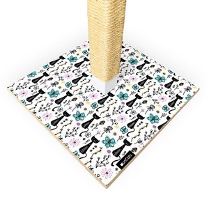 Cat Scratching Post/Wooden cat scratcher/Modern Cat Furniture/Cat Tree/Wood/Sisal scratcher/White with prints