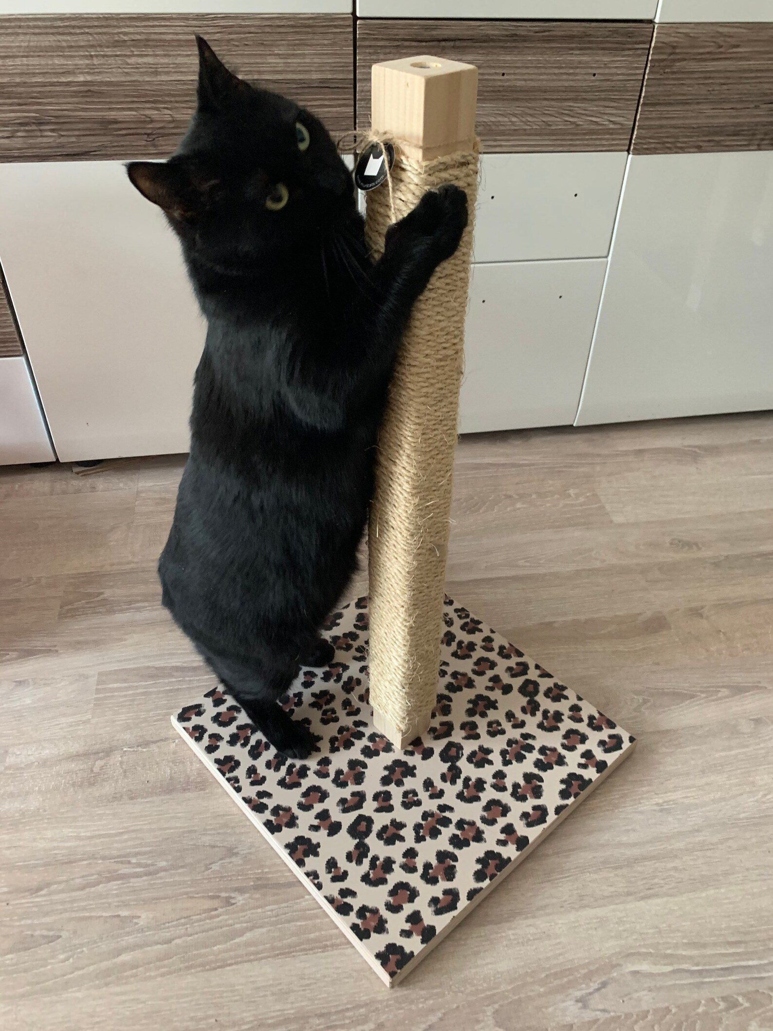 Cat Scratching Post/Wood Cat Tree/Leopard Print/Wood/Sisal Etsy