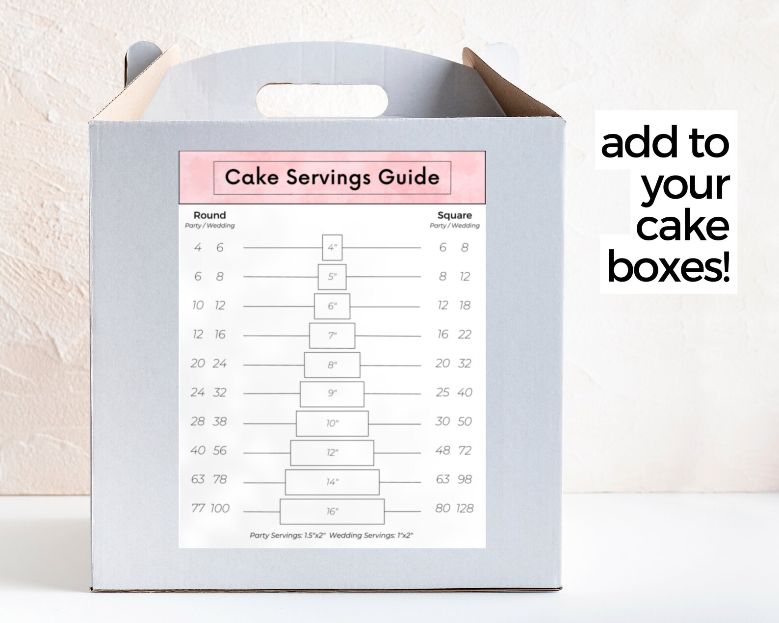 Cake Servings Guide: Round & Square Cakes (digital Download) - Etsy