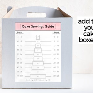 cake servings guide, round cake size chart, square cake size chart, cake portion guide, cake servings calculator, cake sizes and servings, modern design, baker, party planner, wedding planner,