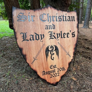 Personalized DnD Medieval Dragon Shield - Dungeons and Dragons Shield Gift - Rustic Wood Shield - Roll For Initiative - Sword Shield Gift