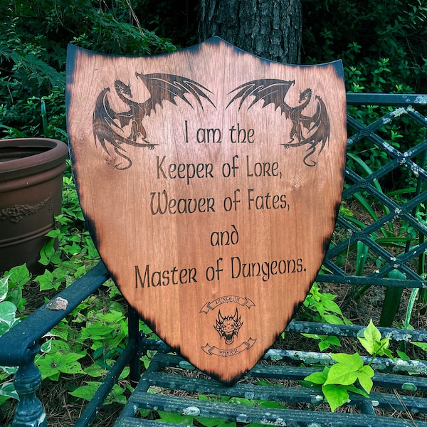Personalized Medieval Dungeons and Dragons Shield - DnD Shield Gift - Rustic Wood Shield - Roll For Initiative - Dungeons and Dragons Gift