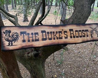 Custom Engraved Wood Chicken Sign, Rustic Farmhouse Decor