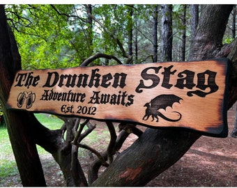 DnD D20 Dragon Tavern Sign - Dungeons and Dragons - Roll For Initiative - Dungeon Master Gift - Medieval Decor - D20 Dice - Dungeon - Beer