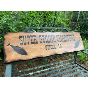 Personalized Outdoor Wood Fish Sign, Custom Lake House, Carved Cabin Sign, Driveway Address, Lodge Wall, Engraved Fishing Plaque