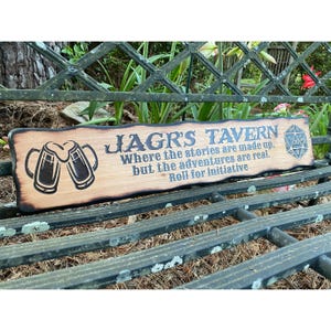 Personalized DnD Tavern Wall Sign - Custom Dungeons and Dragons Wall Art - Roll For Initiative - Dungeon Master Gift - Medieval - D20 Dice