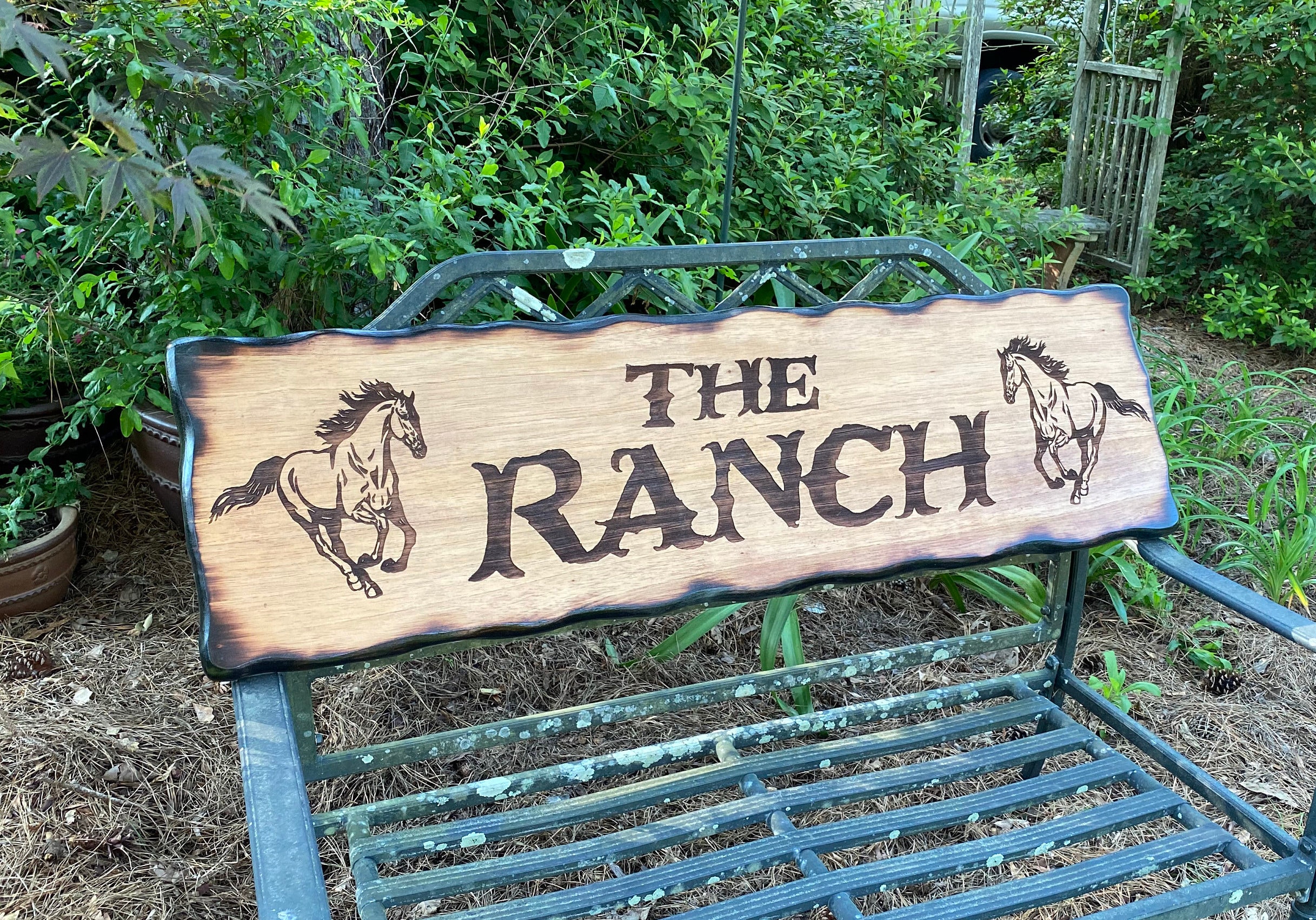 Western Ranch House Wood Sign - Custom Handmade Outdoor Welcome - Horse ...