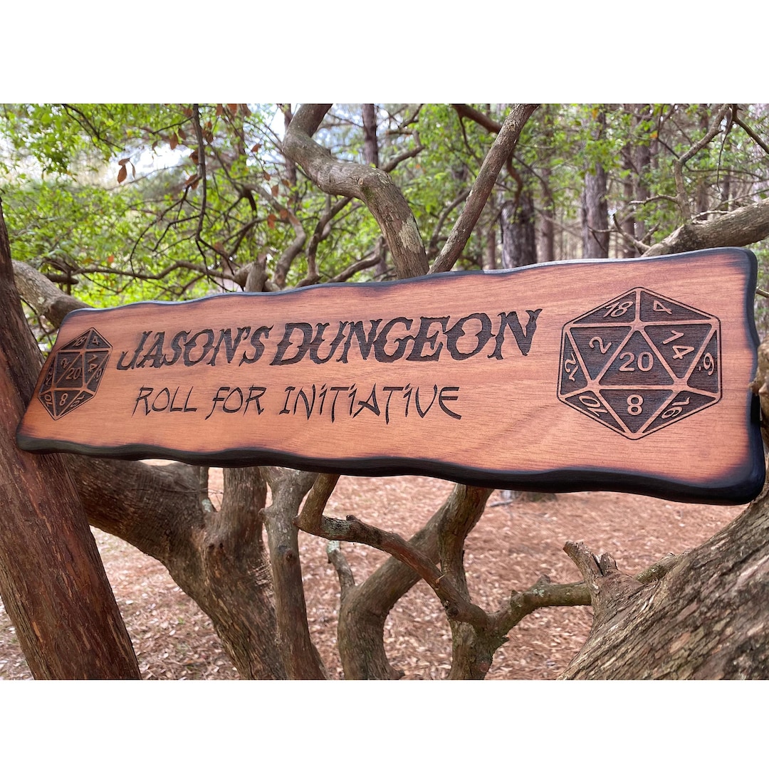 Personalized Rustic Dnd Wood Sign - Dungeons and Dragons - Roll for ...