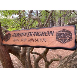 Personalized Rustic DnD Wood Sign - Dungeons and Dragons - Roll For Initiative - Dungeon Master Gift - Medieval Decor - D20 Dice - Dungeon