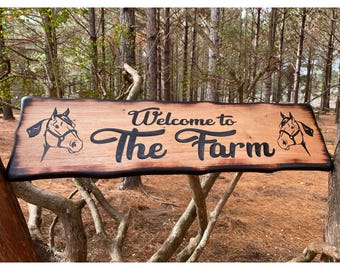 Personalized Ranch Driveway Sign - Outdoor Wood Western Ranch Sign  - Custom Cowboy Horse Decor - Distressed Farmhouse Address Sign