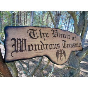 Personalized DnD Gift - Custom Dungeons and Dragons Sign - Personalized Rustic Wood Tavern Sign - Pathfinder - Dungeon Master - D20 Dice