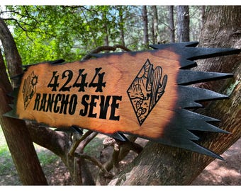 Personalized Desert Cactus Address Sign, Rustic Western Decor