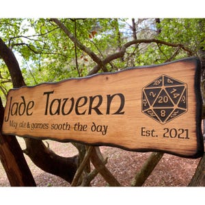 Dungeons and Dragons Wall Sign - Personalized DnD Tavern Sign - Roll For Initiative - Dungeon Master Gift - Medieval Decor - D20 Dice