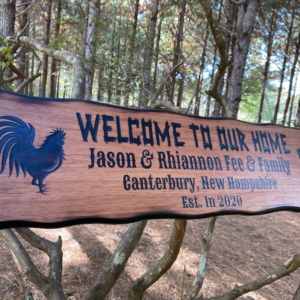 Custom Wood Chicken Coop Sign Decor, Large Outdoor Wood Chicken Farm Decoration, Hen and Rooster, Rustic Western, Farmhouse, FREE Shipping