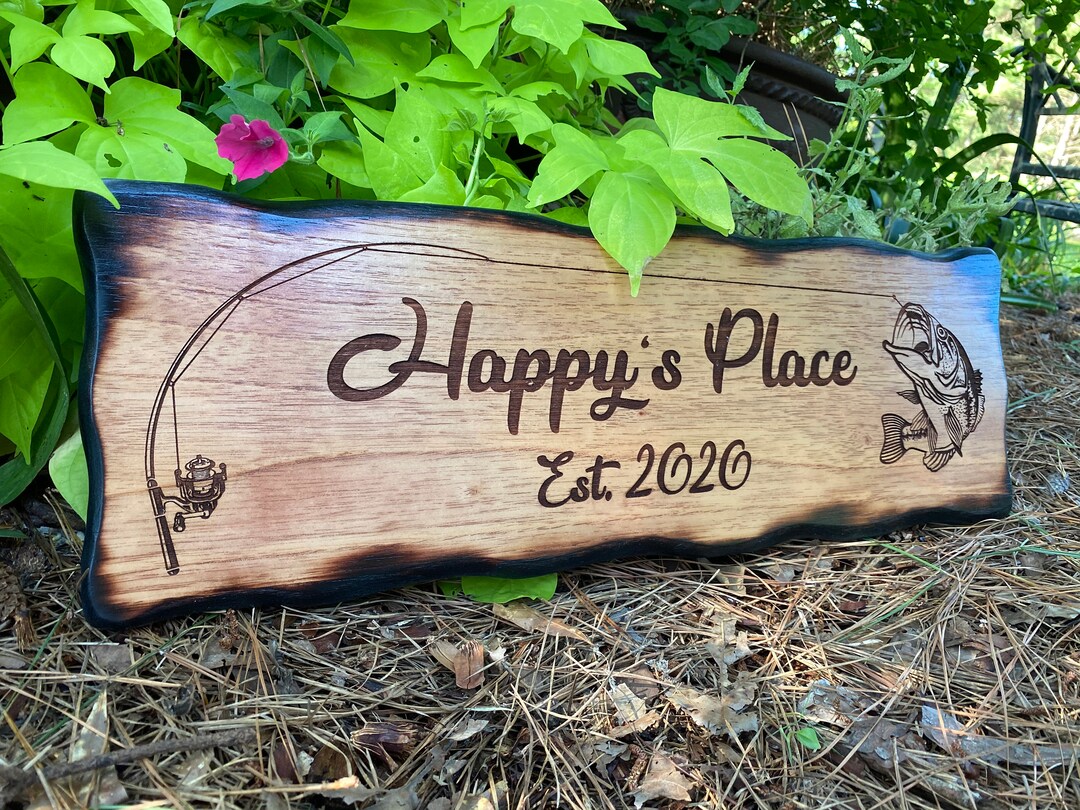 Custom Wood Lake House Sign, Outdoor, Personalized Fishing Cabin Decor