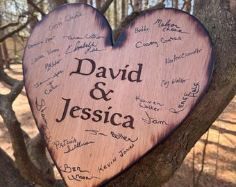 Rustic Wood Wedding Guestbook - Country Wedding - Alternative Wedding Guestbook - Guest Signature - Wooden Guestbook - Heart Wedding Decor