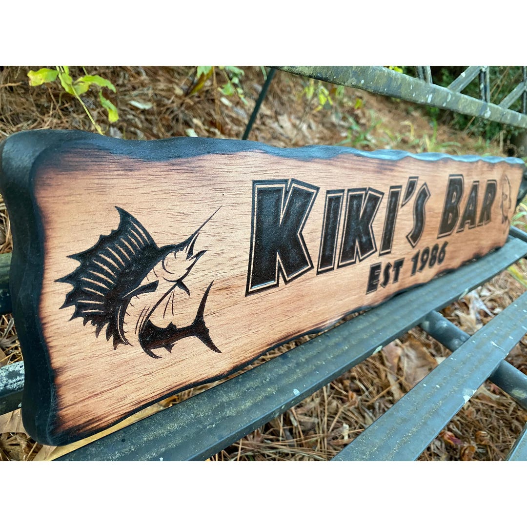 Wood Outdoor Fisherman Sign, Custom Carved Cabin Sign, Personalized ...