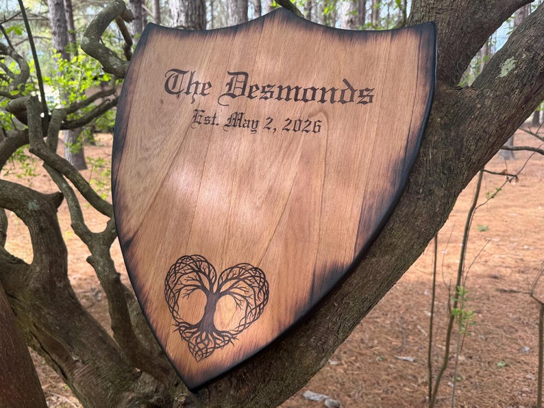 Wooden Shield Wedding Guestbook - Medieval Wedding - Alternative Wedding Guestbook - Rustic Wedding - Wood Guestbook image 3