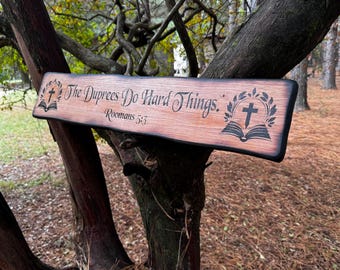 Personalized Bible Verse Wood Sign - Engraved Cedar, Christian Gift