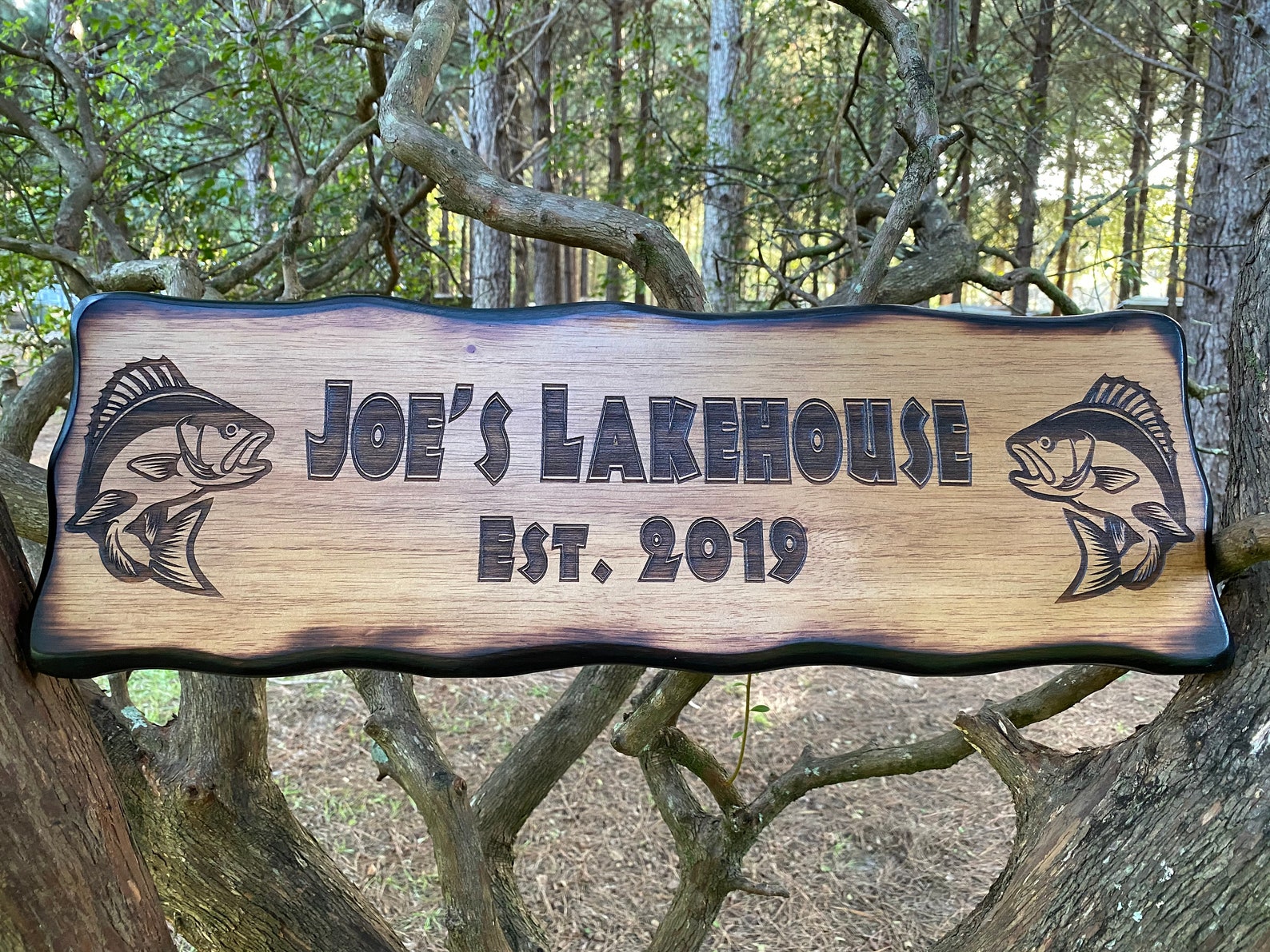 Custom Outdoor Lake House Sign Personalized Fish Decor Etsy