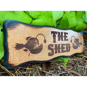 Custom Wood Fishing Cabin Decor, Personalized Outdoor Lake House Sign, Man Cave, Restaurant, Driveway Marker, Lodge Wall, Address Plaque
