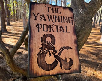 Custom Engraved DnD Emblem Sign – Rustic Cedar Man Cave Decor