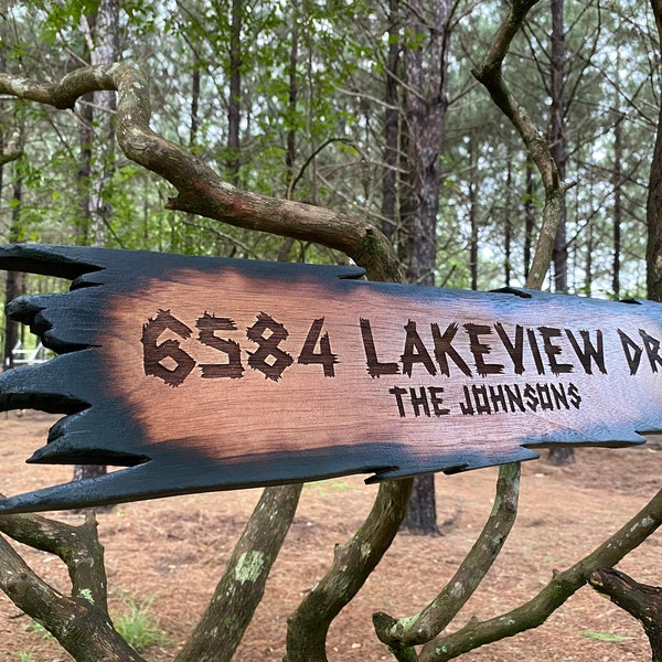 Personalized Western Wood Address Sign, Custom Outdoor Address, Cabin Decor Engraved Welcome, Rustic Driveway, Camping, Carved Farmhouse