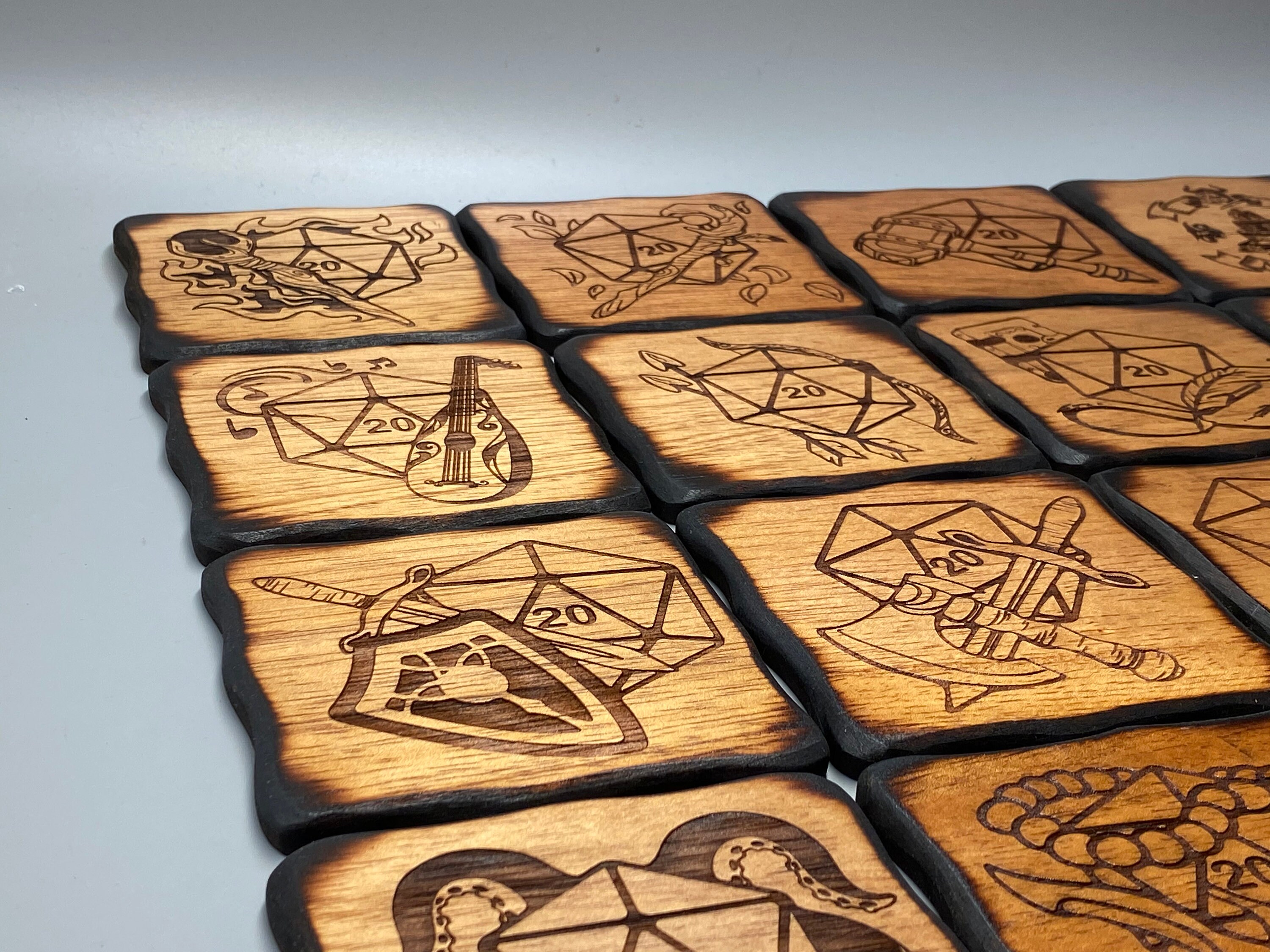 Personalized Wood Dnd Coasters Dungeons and Dragons D20 Etsy