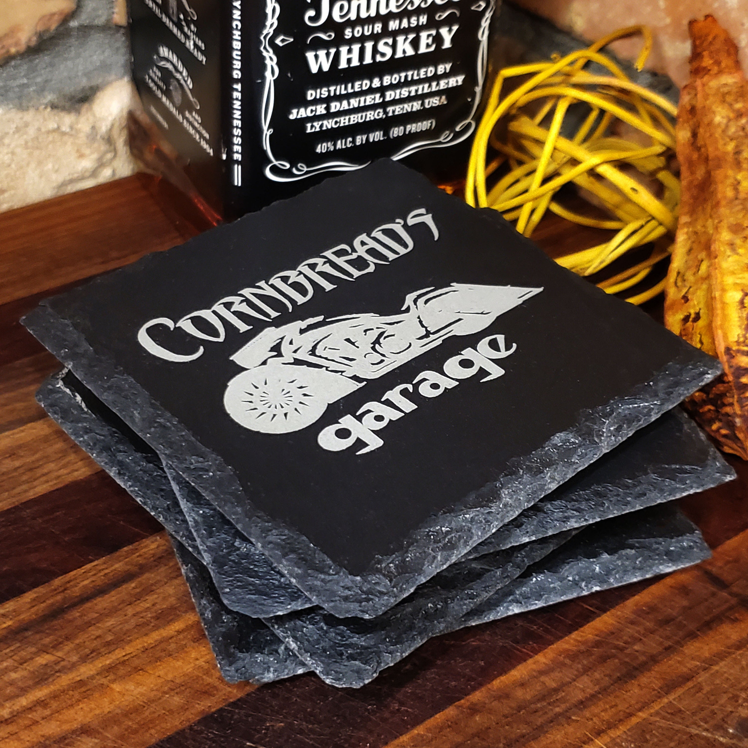 Personalized Slate Coaster Set Company Logo Custom Etsy