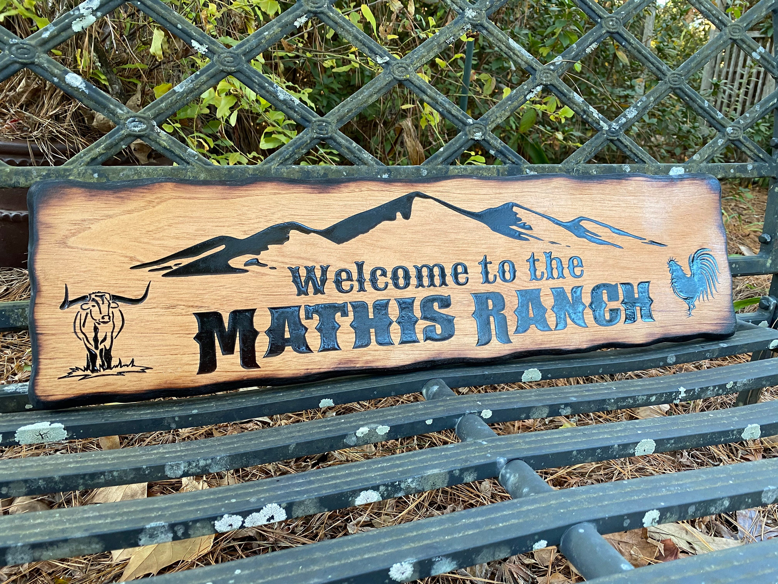 Personalized Rustic Mountain Wood Sign, Home Wall Art, Rustic Outdoor ...